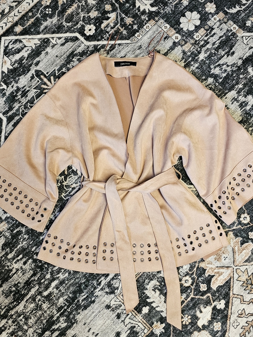 Zara Wrap-Front Stud Trim Women’s Sweater Jacket in Blush